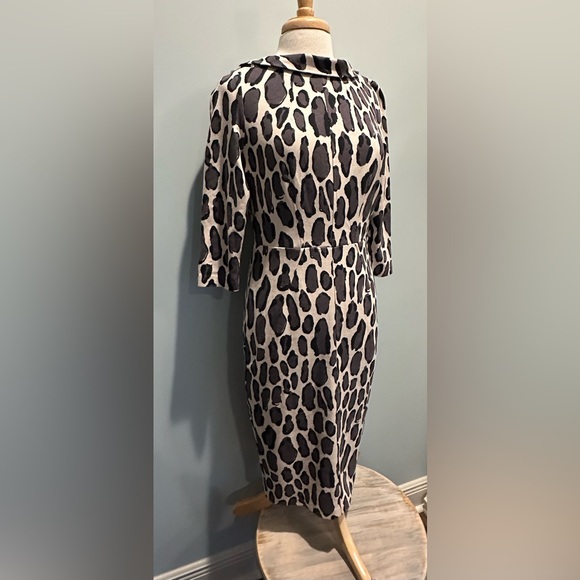 Boden Marisa Leopard print 3/4 sleeve sheath dress size 8 - Picture 5 of 16